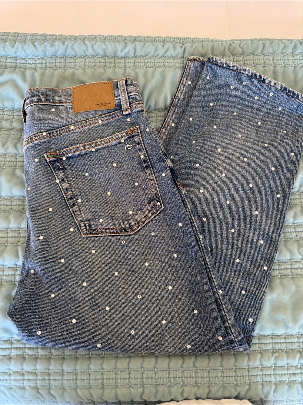 rag & bone Harlow jeans  w/ crystals. Cropped, size 28